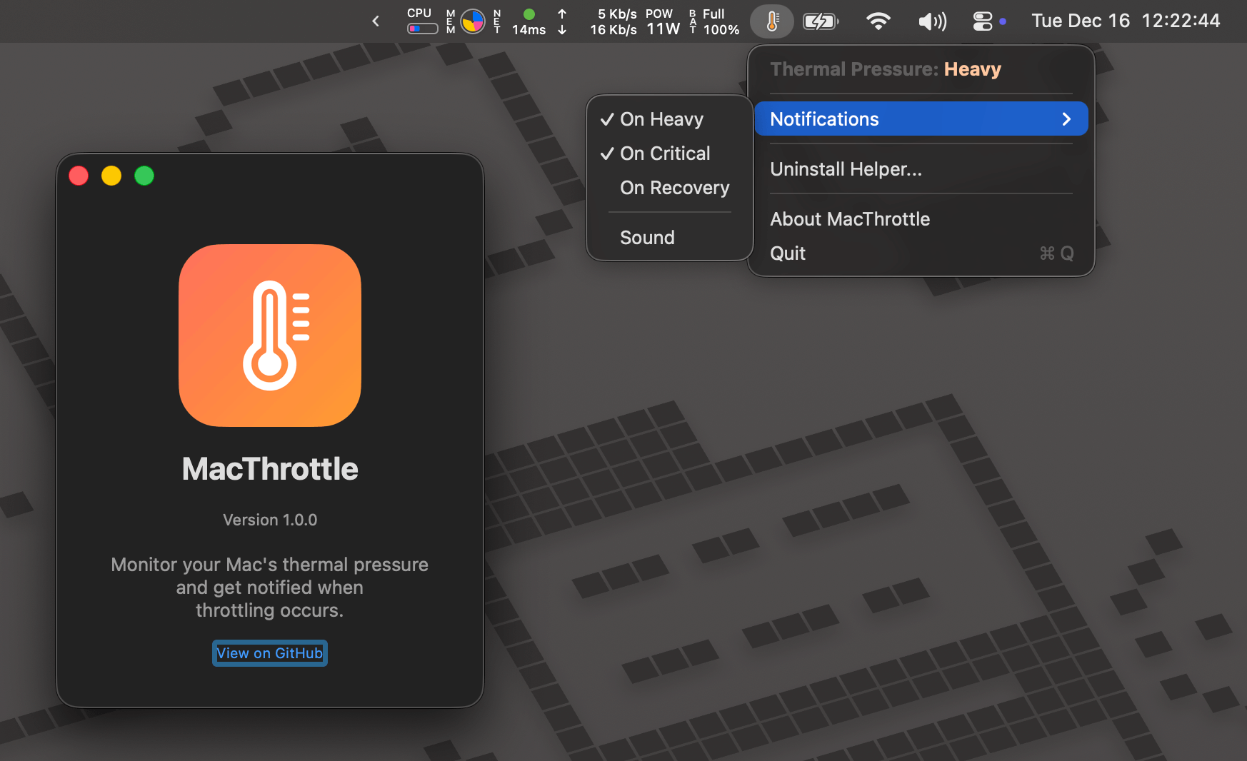 An early version of MacThrottle